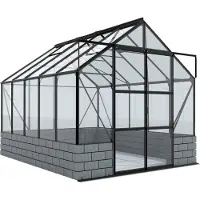 Vitavia Tuinkas Cassandra 8300 + Basis Antraciet - Veiligheidsglas 3mm - Zwart - 257x323x249cm