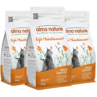 Almo Nature 3x Kattenvoer Droog Life Maintenance Kip & Rijst 400 gr