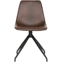 House Nordic Eetkamerstoel Zonder Armleuning - Bruin Kunstleer - 54x48x86cm - - Set van 2
