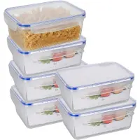 Excellent houseware Vershoudbakje - 6x - 2200 ml - transparant - kunststof - 23 x 16 x 9,5 cm - Luchtdicht afgesloten