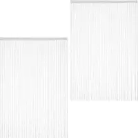 Relaxdays draadgordijn - set van 2 - 145 x 245 cm - wasbaar - deurgordijn - wit