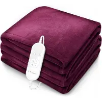 Sinnlein warmtedeken van pluche 160 x 120 cm Bordeaux | elektrische deken met automatische uitschakeling | woondeken | timerfunctie | 9 temperatuurstanden | wasbaar tot 40°C | digitaal display