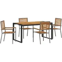 vidaXL Tuin Eettafel Set 5 st Grijs en Bruin poly rattan