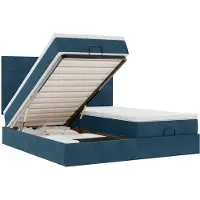 vidaXL Ottoman bed met matrassen 160x200cm fluweel donkerblauw