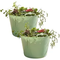 Excellent houseware Flexibele kuip / emmer - 2x - mintgroen - 15 liter - kunststof - 35 x 28 cm - met handvatten