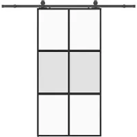 vidaXL Schuifdeur met beslagset 102,5x205 cm gehard glas zwart
