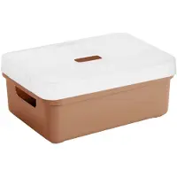 Sunware Opbergboxen met transparante deksel - 1x stuks - kastmanden - terra - 9 liter - kunststof - 35 x 25 x 12 cm - Opbergers
