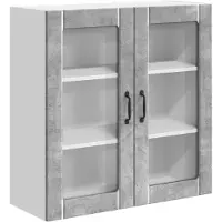 vidaXL Wandglas Kasten LUCCA Betongrijs 80 x 31 x 80 cm Bewerkt hout