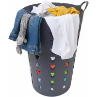 Excellent houseware Flexibele wasmand - antraciet - 60 liter - kunststof - 47 x 50 cm