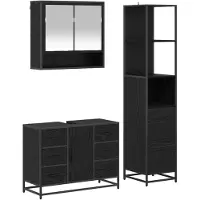 vidaXL Badkamermeubel Set 3 st Zwart Eiken 35 x 37,5 x 166 cm