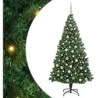vidaXL Kunstkerstboom Groen 210 cm PVC en Staal en Kunststof