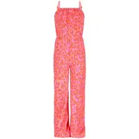 B.NOSY jumpsuit roze met panterprint Meisjes Polyester Vierkante hals Dierenprint - maat 146