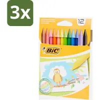 BIC - Waskrijt - Diverse Kleuren - 12 Krijtjes - Bulkverpakking - 3 stuks