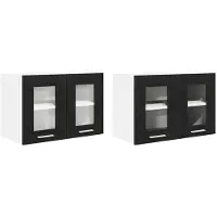 vidaXL Hangkast 2 st Zwart Eiken Bewerkt hout