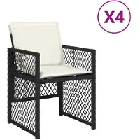 vidaXL Tuinstoelen 4 st met kussens poly rattan zwart
