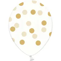 Party Deco Partydeco - Ballonnen clear dots goud 6 stuks