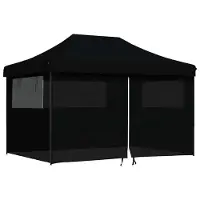 vidaXL Partytent inklapbaar pop-up met 4 zijwanden zwart