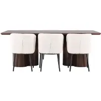 Ebuy24 Olivia eethoek tafel 100x210cm en 6 bouclé stoelen mocca.