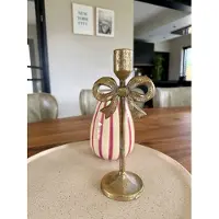 Life Deco Candle Stick Bow Metal Gold 10.5x8.5x25.5cm