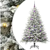 vidaXL Kunstmatige Voorverlichte Kerstboom met Ballenset Groen 150 cm