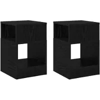 vidaXL Bijzettafel 2 st Zwart Eiken 30,5 x 30 x 45 cm Bewerkt hout