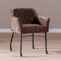 Livin24 Eetkamerstoel met wieltjes Enzo chenille mocha