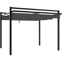 vidaXL Tuinpaviljoen met uitschuifbaar dak, antraciet, 3x3 meter, aluminium