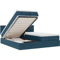 vidaXL Bed poef met matrassen en leds 200x200 cm fluweel donkerblauw