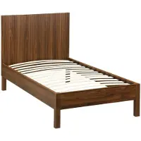Sweeek - Bed met lattenbodem en hoofdbord 90x190cm houtdecor 1 persoon - linear