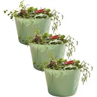 Excellent houseware Flexibele kuip / emmer - 3x - mintgroen - 15 liter - kunststof - 35 x 28 cm - met handvatten
