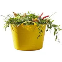 Excellent houseware Flexibele kuip / emmer - geel - 15 liter - kunststof - 35 x 28 cm - met handvatten