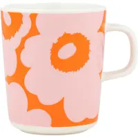 Marimekko Oiva/unikko Koffiekop 25 Cl Roze / Oranje - Koffiekopjes Steengoed White - 075854-132