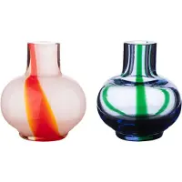 Marimekko Mini vaas 2-delig Light blue-dark green-red-white