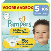 Pampers Premium Protection Maat 5 - 186 Luiers - 11kg-16kg - Voorraadbox