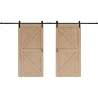 Inova complete dubbele schuifdeur hout - 205x215 - eiken - open systeem zwart- softclose