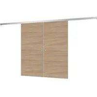 Schulte complete dubbele schuifdeur - 151x203 - eiken decor - rond handgrep-dubbele softclose