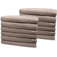 Eleganzzz Badstof Handdoek 100% Katoen 50x100cm - taupe - Set van 12