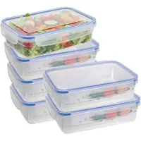 Excellent houseware Vershoudbakje - 6x - 1400 ml - transparant - kunststof - 23 x 16 x 6,5 cm - Luchtdicht afgesloten