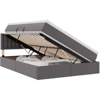 vidaXL Opbergbed met LED met matras Grijs 140 x 200 cm Kunstleer