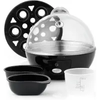 Mira Eierkoker electrisch - Eierkoker - Eierkoker met timer - Zwart - ‎‎16cm x 16cm x 16cm