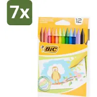 BIC - Waskrijt - Diverse Kleuren - 12 Krijtjes - Bulkverpakking - 7 stuks