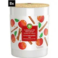 Air Wick Luchtverfrisser Geurkaars – (8x) Ceylon Kaneel & Appel Boomgaard – Warme & Fruitige Geur – 185 g – Set van 8