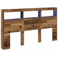 vidaXL Hoofdbordkast met LED 180x17x102 cm oud hout