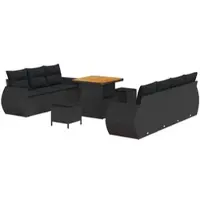 vidaXL Tuinbank Set 10 st 7-Aantal zitplaatsen Zwart poly rattan