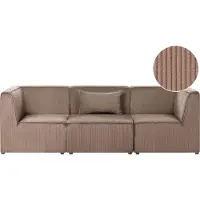 Beliani LEMVIG - Driezitsbank - Zandbeige - Corduroy