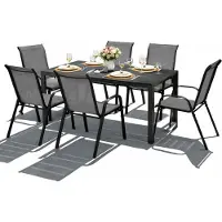 Mojawo Tuinset Zitmeubelset 7-delig 180x90cm Non-Wood Antraciet