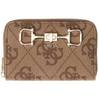 GUESS portemonnee Janie Logo SLG Zip Around Wallet Latte Logo Lichtbruin