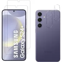 Phonillico Screenprotector geschikt voor Samsung Galaxy S24 Plus - 2 stuks Beschermglas van glas Transparante glazen schermbeschermfolie + 2 stuks Camera Protector