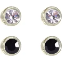 Charme Bijoux 2 paar -Allergievrije oorbellen -Kendra-Wit en Zwart 4 mm- kunststof-