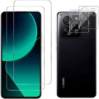 Phonillico Screenprotector geschikt voor Xiaomi 13T / 13T Pro - 2 stuks Beschermglas van glas Transparante glazen schermbeschermfolie + 2 stuks Camera Protector